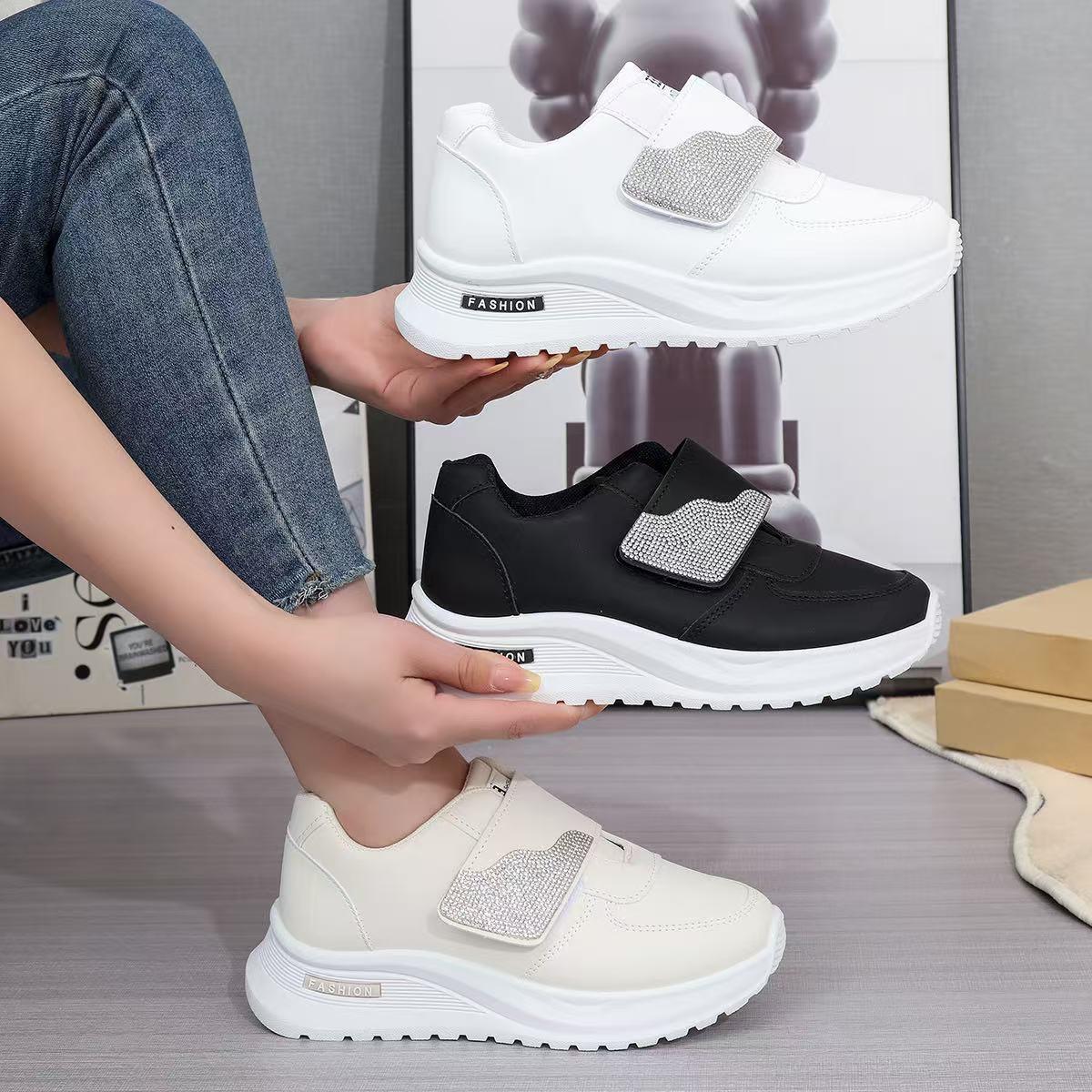 Women’s Elegant Casual Sneakers with Shiny Velcro Strap