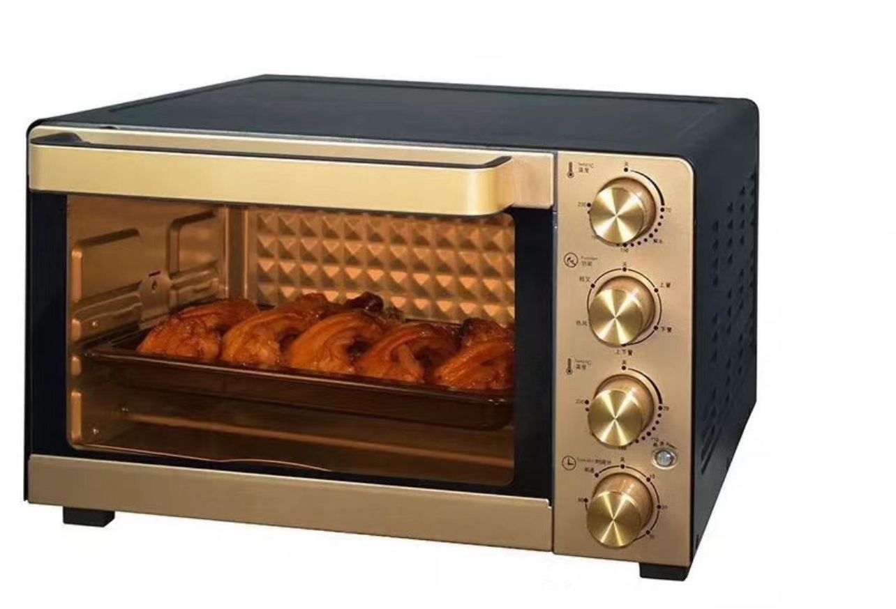 Electric Countertop Oven – Black & Gold